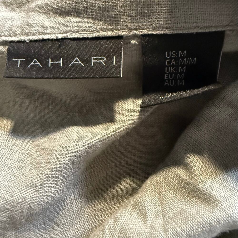 Tahari Linen Blend Button Front Shirt Dress, Gray, Size Medium - Picture 6 of 8